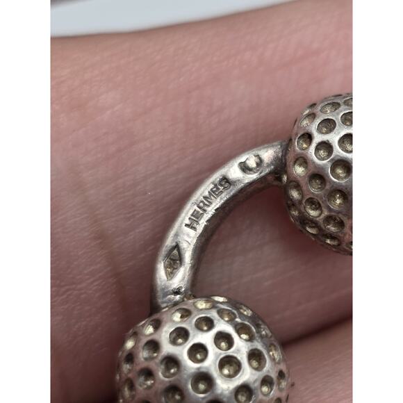 VINTAGE HERMES STERLING SILVER 925 SINGLE GOLF BALL CUFFLINKS - Picture 2 of 13